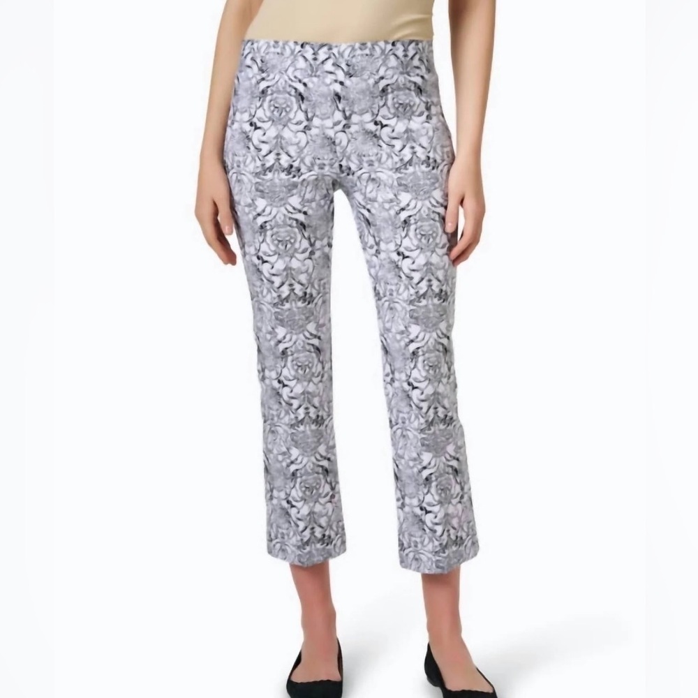 Elliott Lauren Printmaker Pants NWT Pull-On Cropped Paisley Black/White Size 2